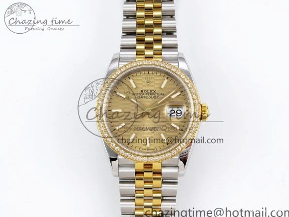 0220 Minimalist DateJust 36 SS 126283rbr VSF 1:1 Best Edition 904L Steel YG Textured Dial on Jubilee Bracelet VS 1378